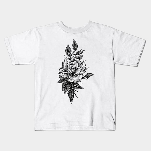 Rose Tattoo Kids T-Shirt by btcillustration